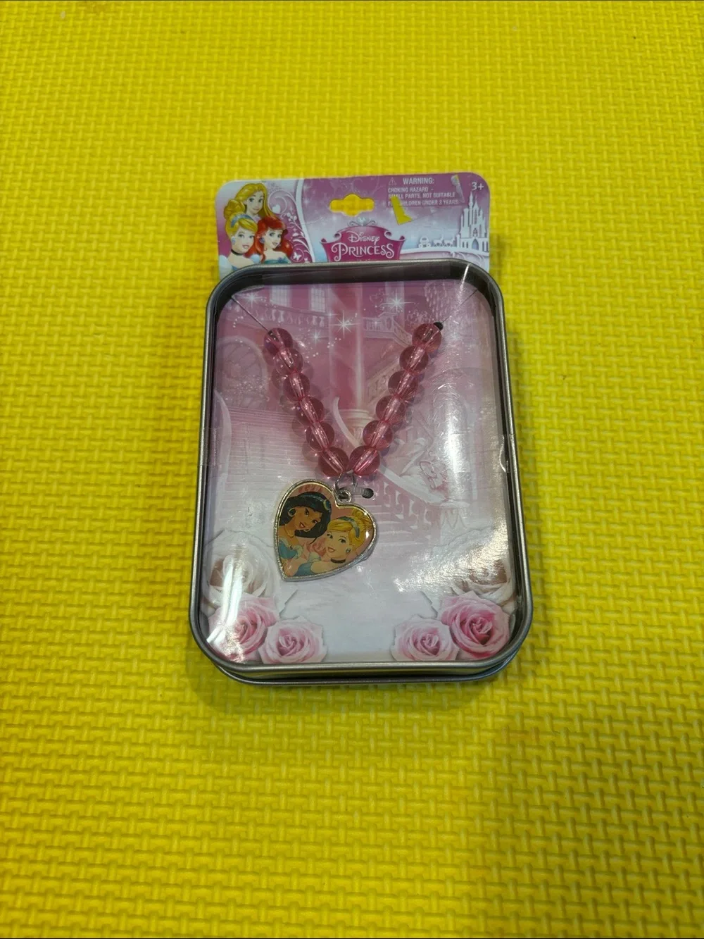 Disney Princess Pink Beaded Heart Necklace for Kids